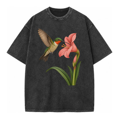 Hummingbird Haven Vintage T-shirt – Black