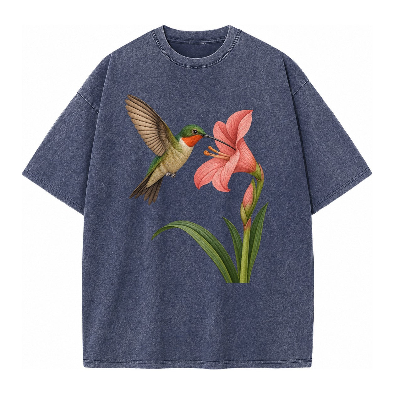 Hummingbird Haven Vintage T-shirt – Blue