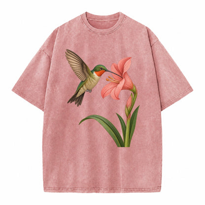 Hummingbird Haven Vintage T-shirt – Dusty Rose(Rose)