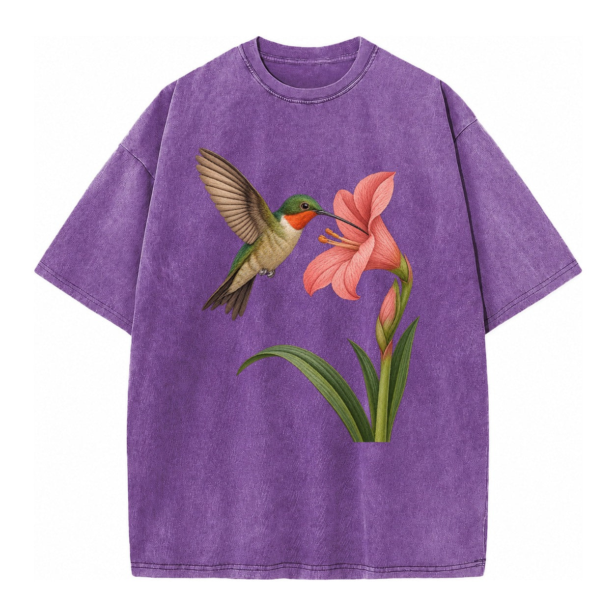 Hummingbird Haven Vintage T-shirt – Purple