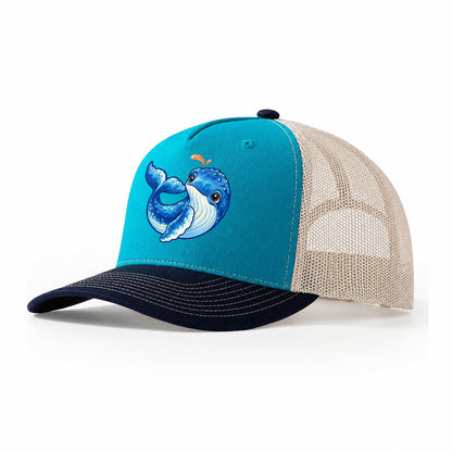 Humpback Whale Tail Curl Sea Sprite Trucker Hat – Teal Navy