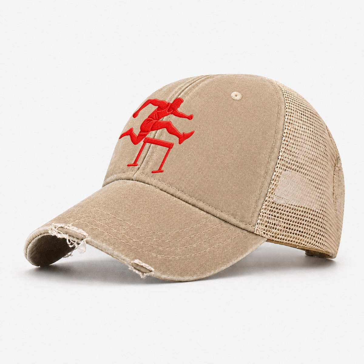 Hurdler Trail Leg Cut Micro Motion Mark Washed Trucker Hat – Khaki
