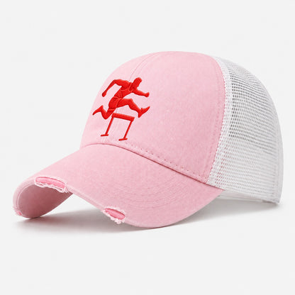 Hurdler Trail Leg Cut Micro Motion Mark Washed Trucker Hat – Light Pink