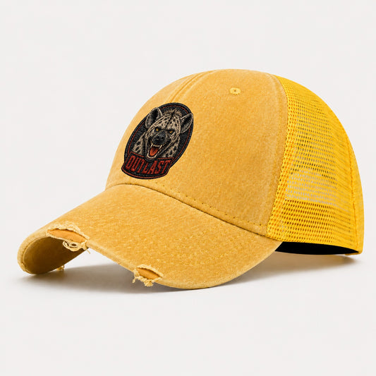 Hyena Outlast Badge Washed Trucker Hat – Yellow