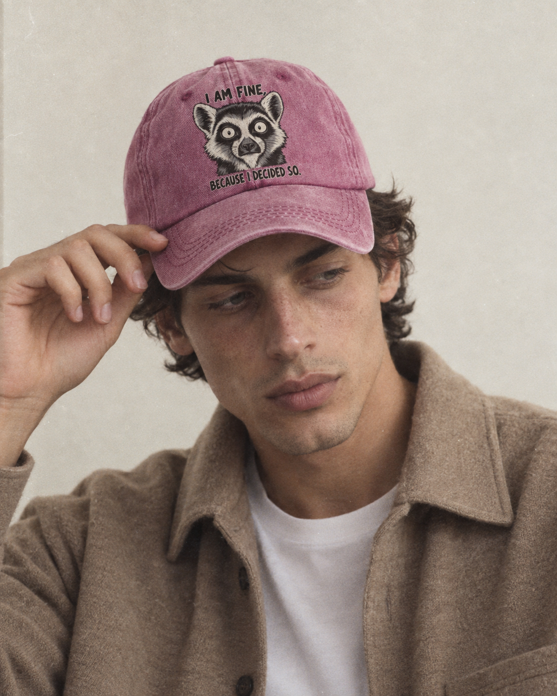 Model wearing the cap