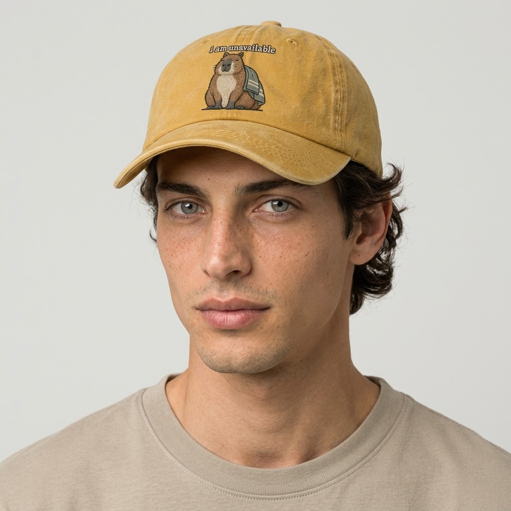 I Am Unavailable Strongly Worded Classic Cap – studio model photo