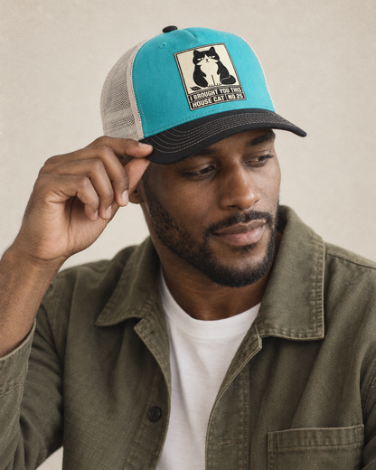 Model wearing the cap