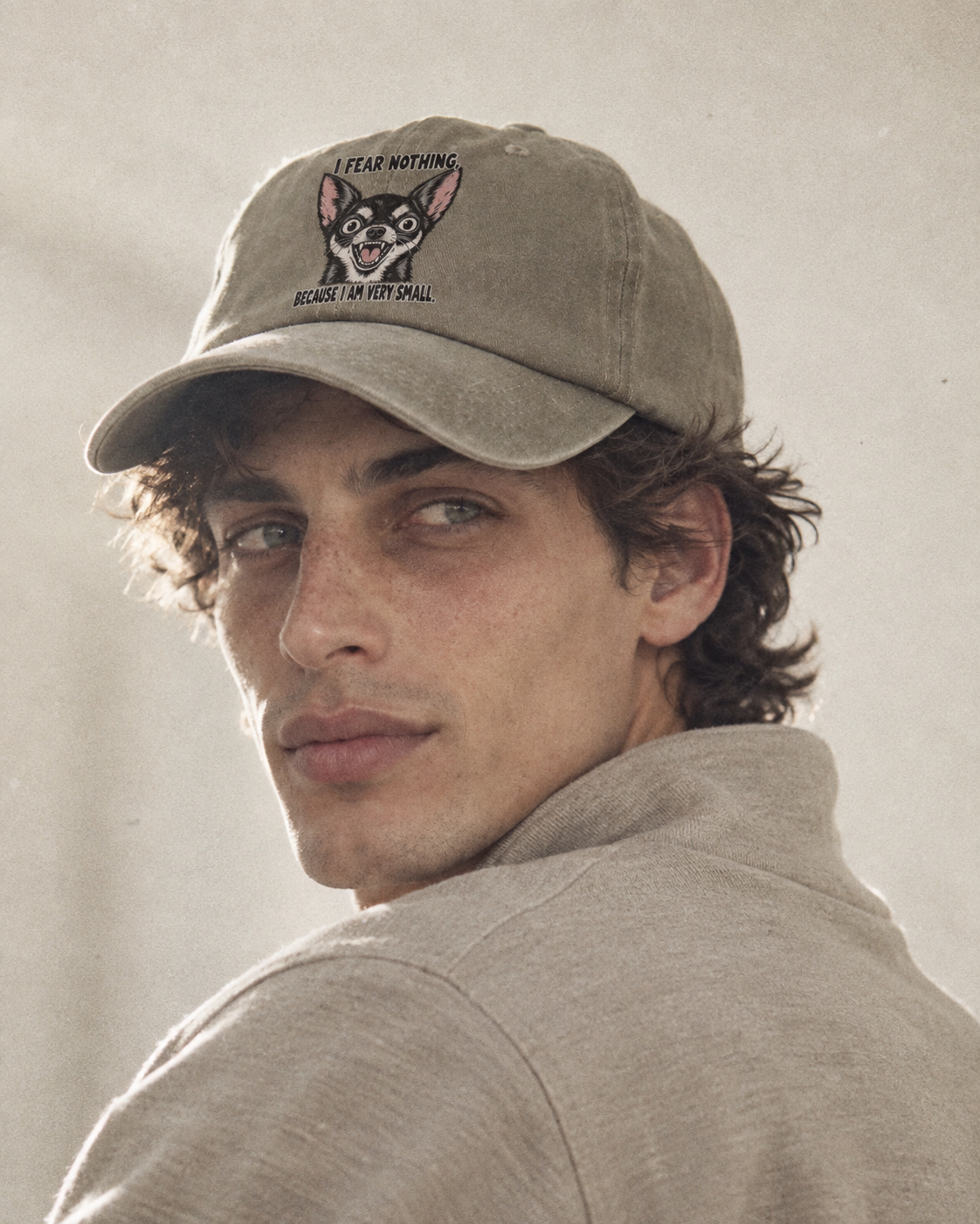 Model wearing the cap