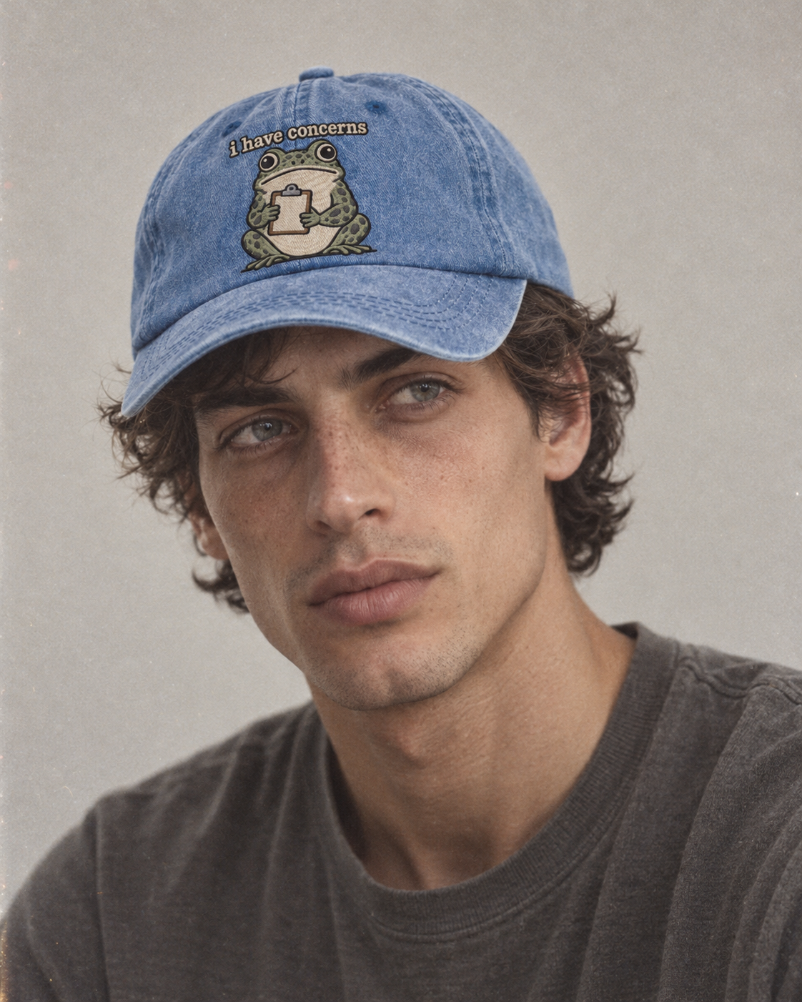 I Have Concerns Strongly Worded Classic Cap – studio model photo