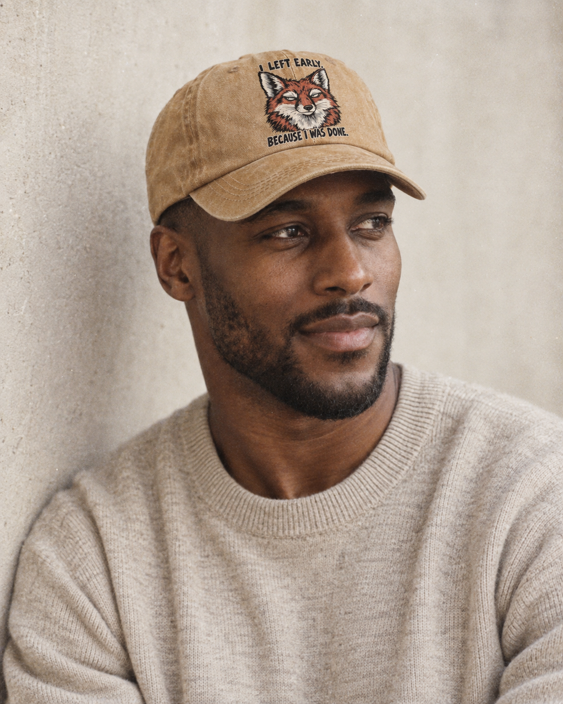 Model wearing the cap