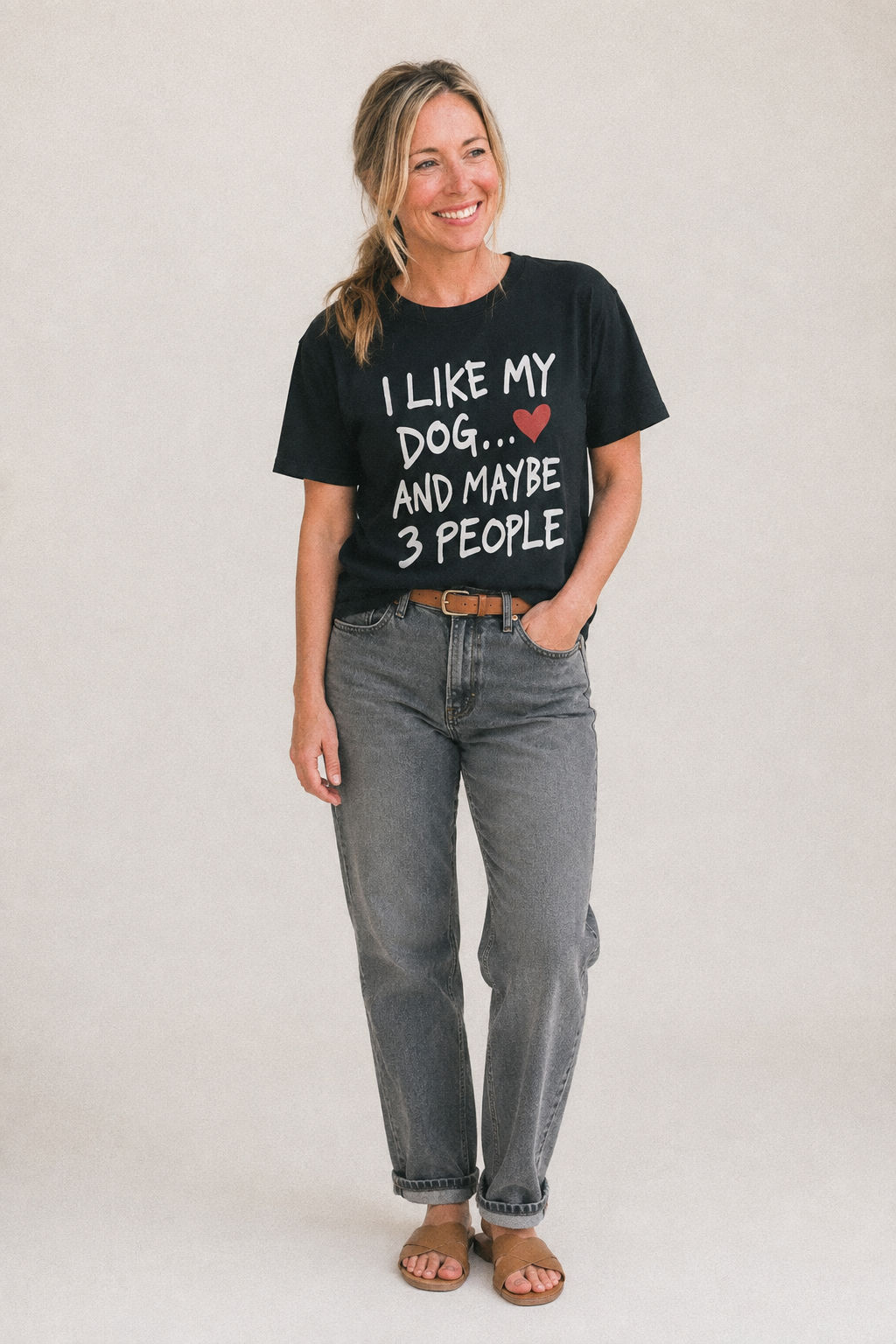 I Like My Dog And Maybe 3 People Classic T-shirt – studio model photo