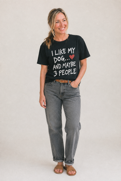 I Like My Dog And Maybe 3 People Classic T-shirt – studio model photo