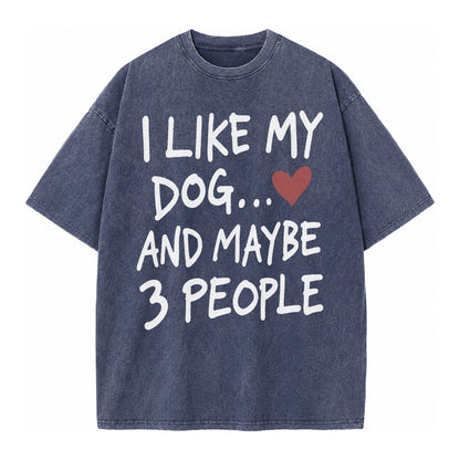 I Like My Dog And Maybe 3 People Vintage T-shirt – Blue