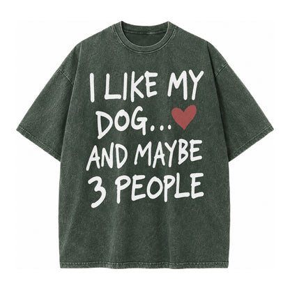 I Like My Dog And Maybe 3 People Vintage T-shirt – Forest Mist(Green)
