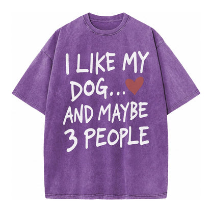 I Like My Dog And Maybe 3 People Vintage T-shirt – Purple