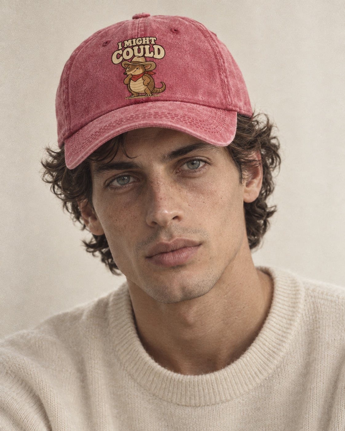 Model wearing the cap