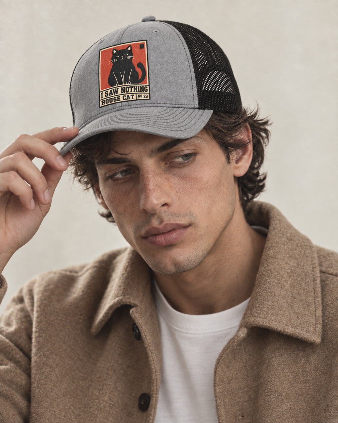Model wearing the cap