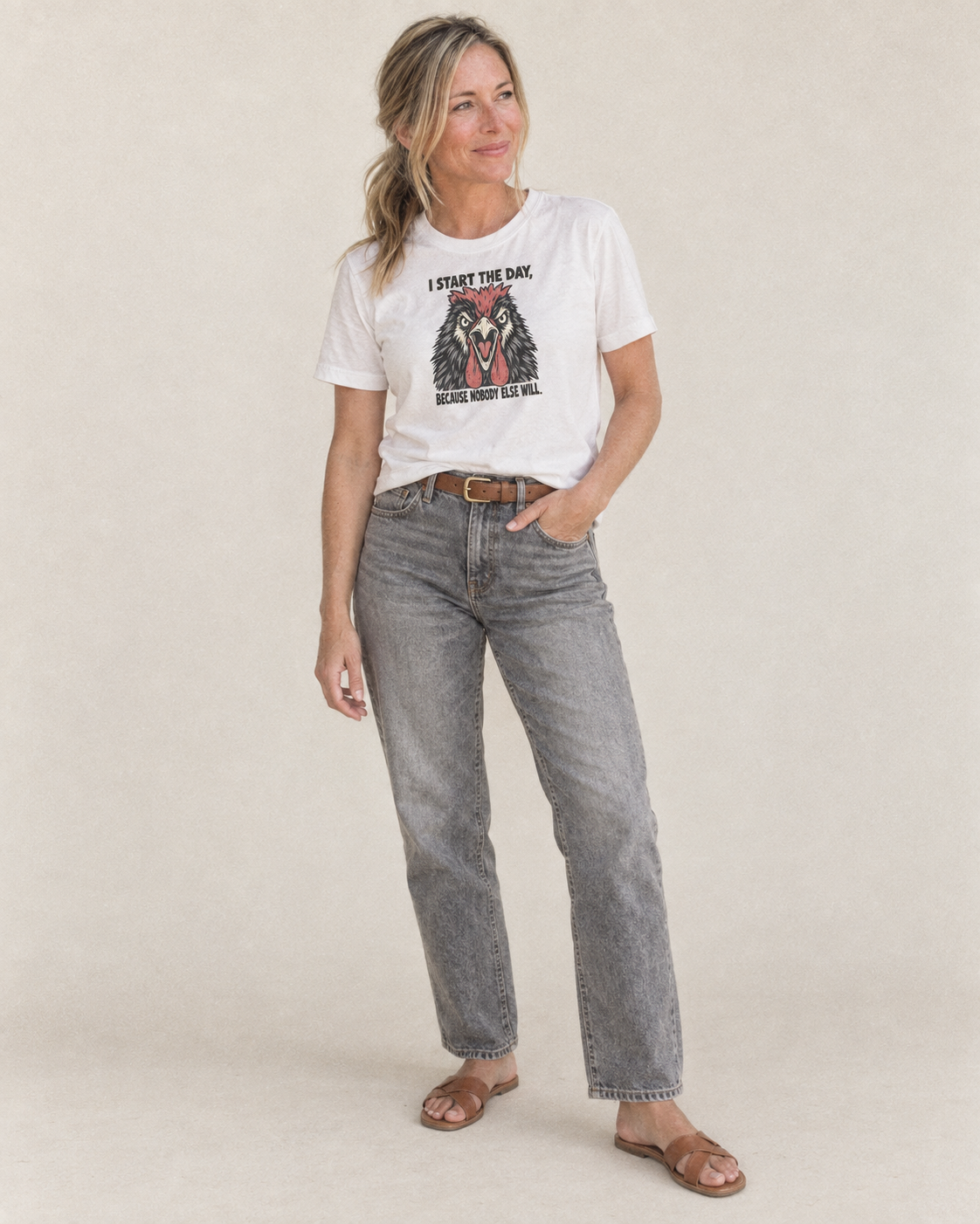 I Start The Day Feral Logic Classic T-shirt – studio model photo