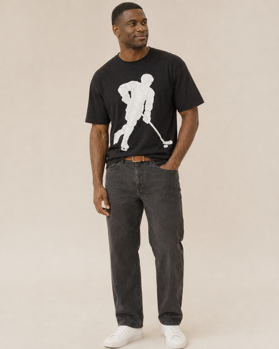 Ice Hockey Player Classic T-shirt – studio model photo