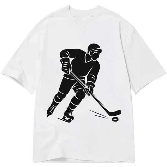 Ice hockey player shooting puck - Classic T-shirt – White