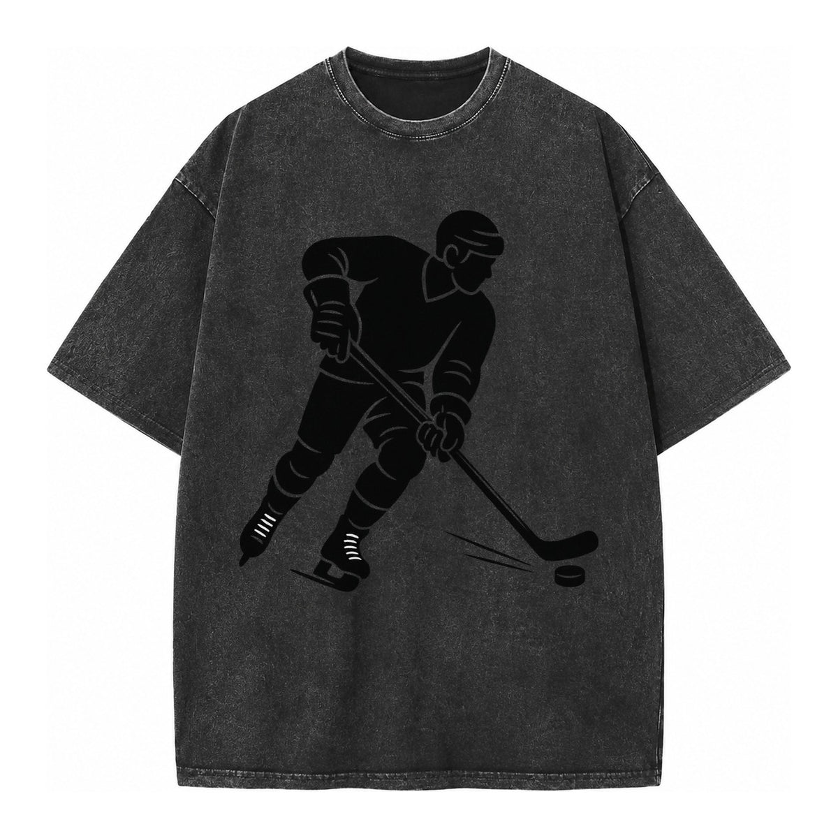 Ice hockey player shooting puck - Vintage T-shirt – Black