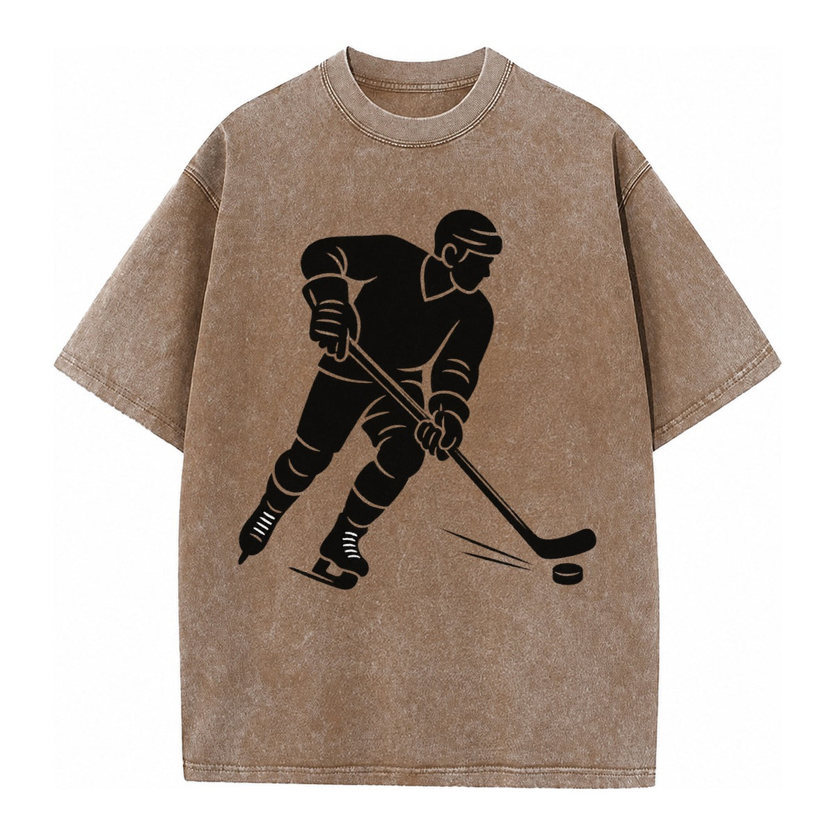 Ice hockey player shooting puck - Vintage T-shirt – Brown