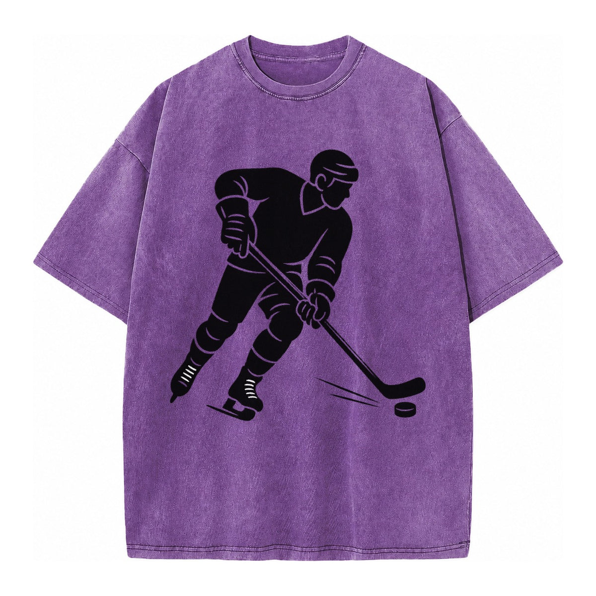 Ice hockey player shooting puck - Vintage T-shirt – Purple