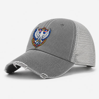 Iceland Heraldic Crest Country Logos Washed Trucker Hat – Grey