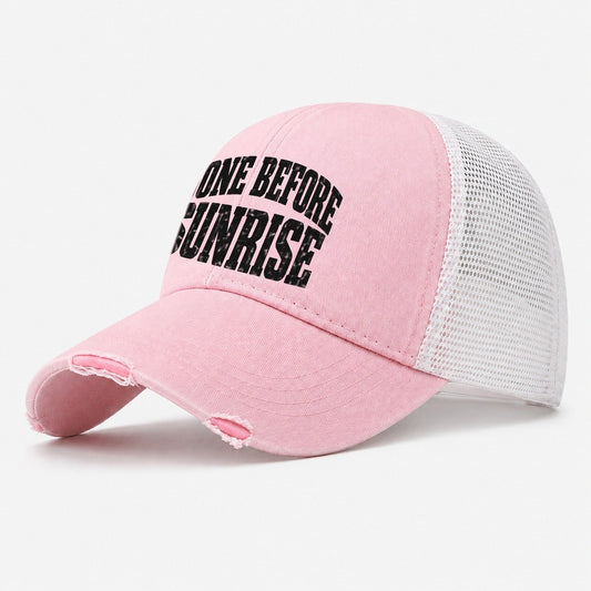Gone Before Sunrise Fishing Club Washed Trucker Hat – Light Pink