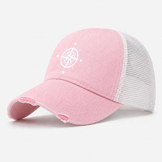 Navigate Your Path Compass Washed Trucker Hat – Light Pink
