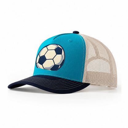 Soccer Ball Tiny Solo Marks Trucker Hat – Teal Navy