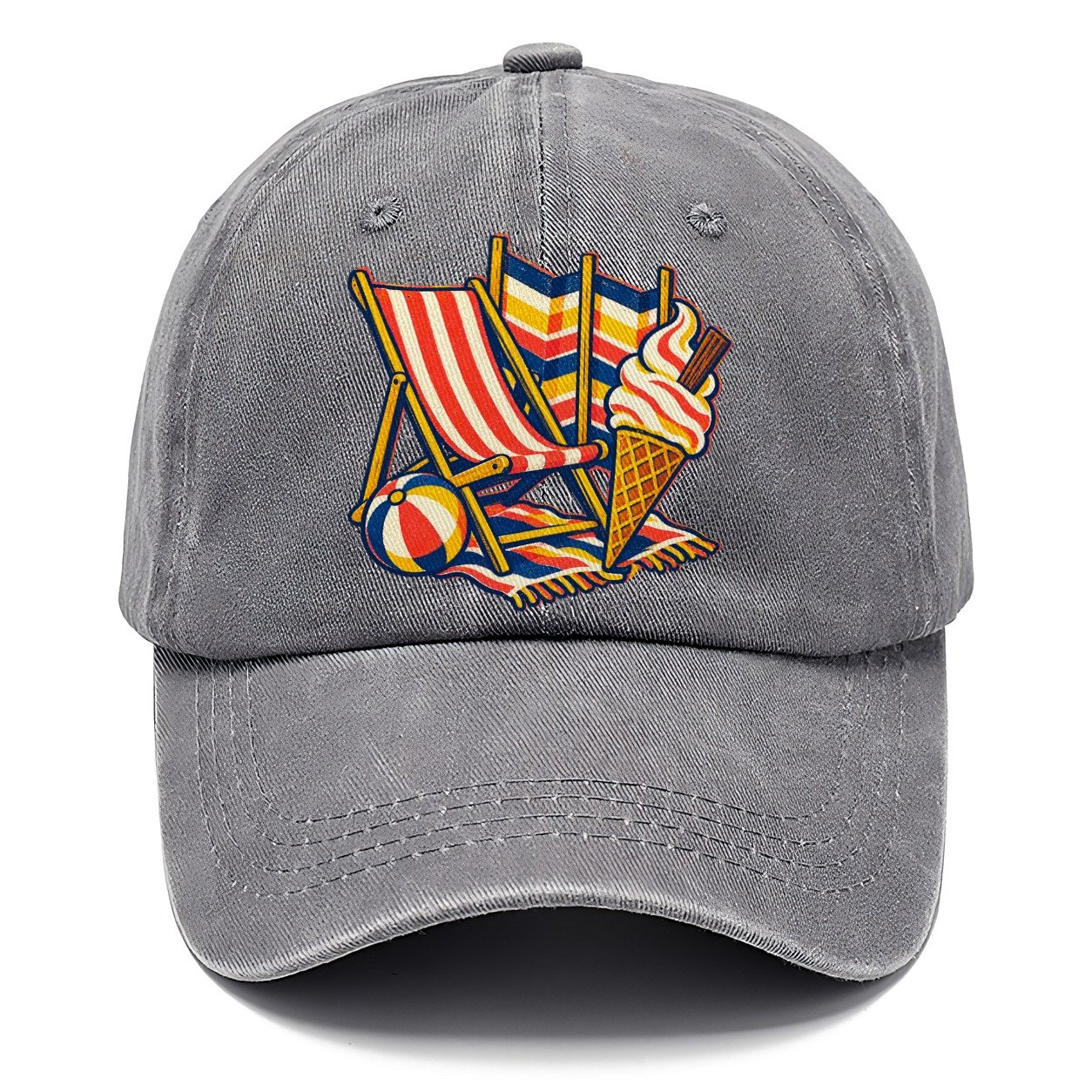 British Seaside Deckchair Windbreak And Ice Cream Uk Culture Heritage Classic Cap – Urban Haze