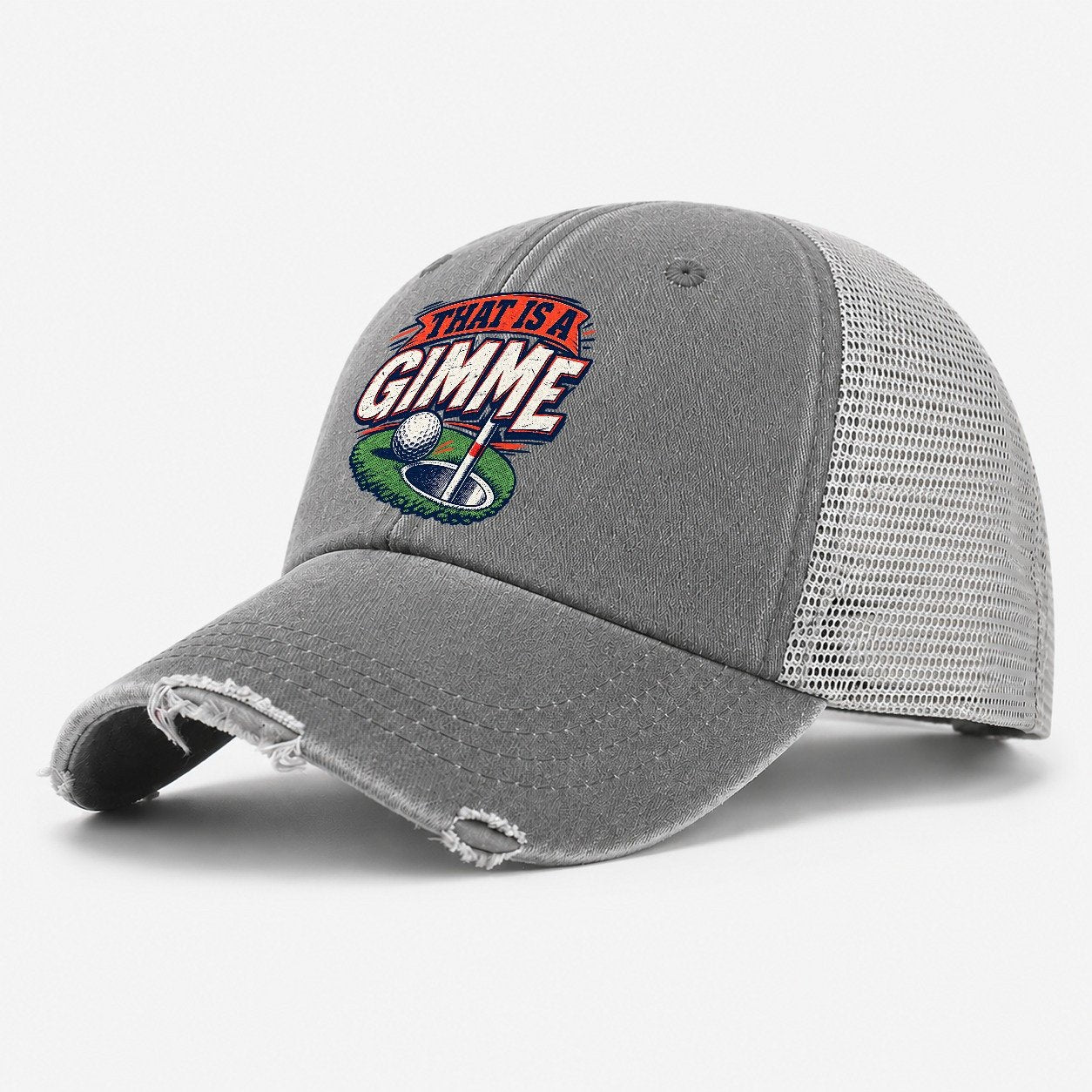 Thats A Gimme Golf Life Washed Trucker Hat – Grey