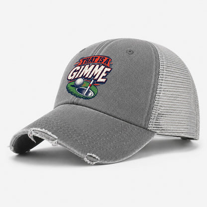 Thats A Gimme Golf Life Washed Trucker Hat – Grey