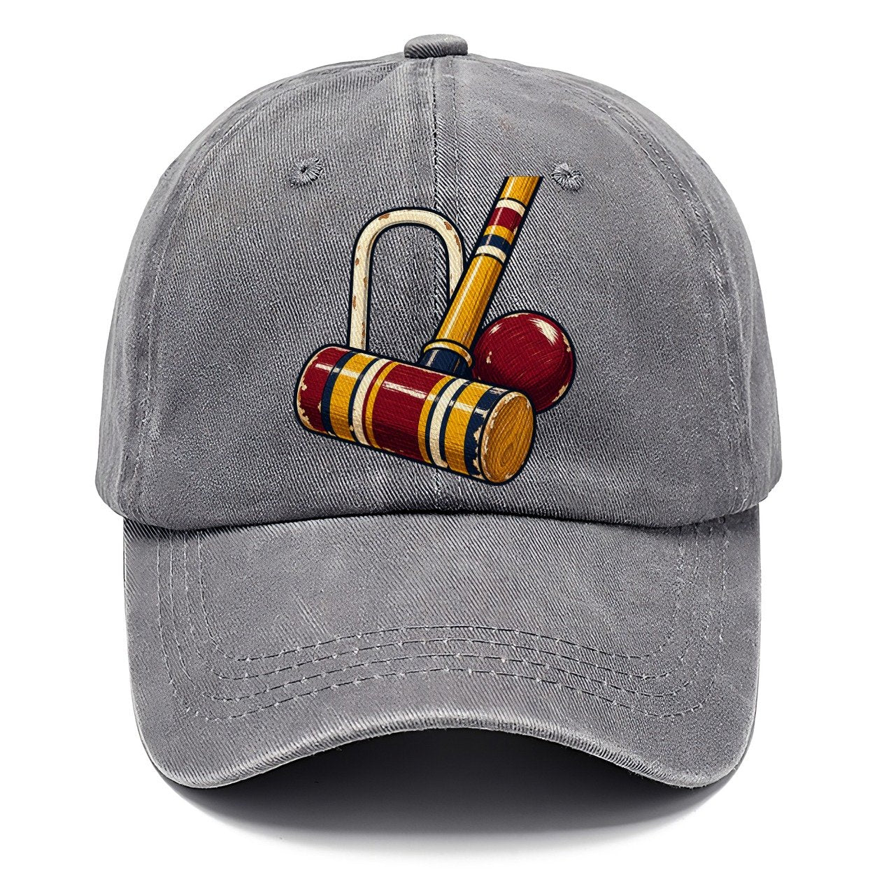 Croquet Mallet Hoop And Burgundy Ball Uk Culture Heritage Classic Cap – Urban Haze