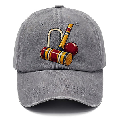 Croquet Mallet Hoop And Burgundy Ball Uk Culture Heritage Classic Cap – Urban Haze