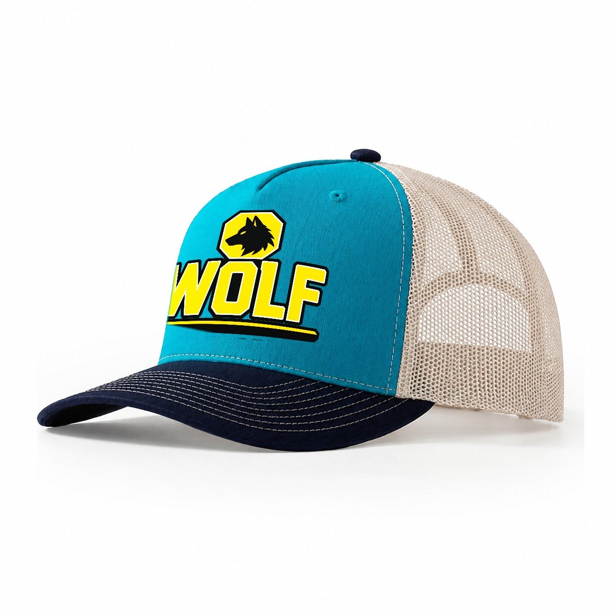 Wolf Night Shift Heavy Duty Trucker Hat – Teal Navy