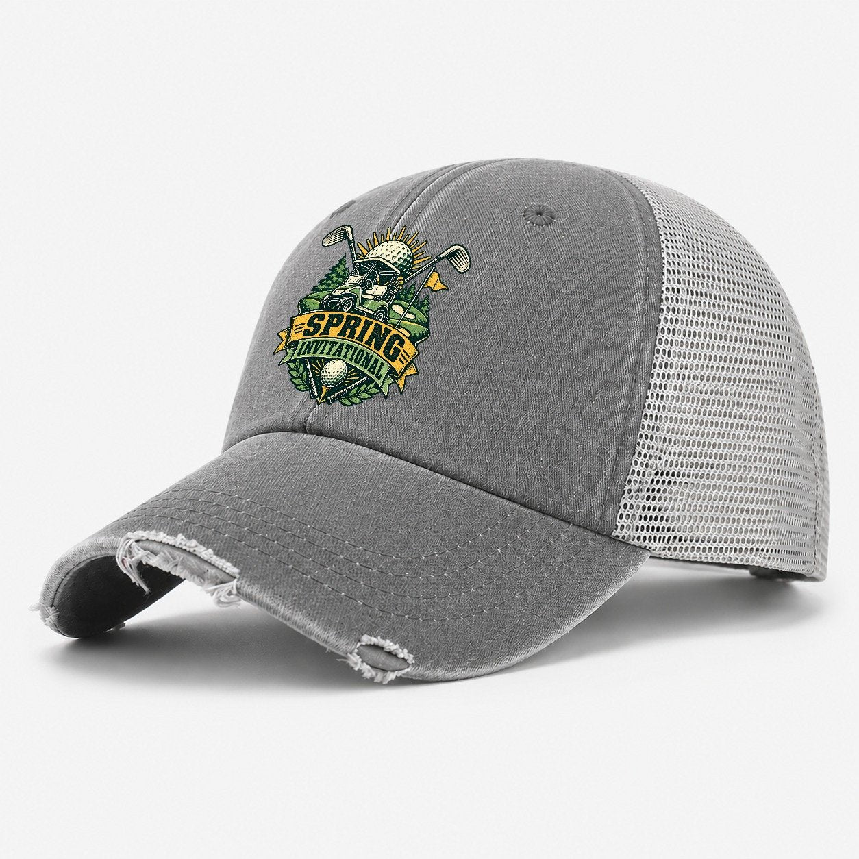 Spring Invitational Golf Life Washed Trucker Hat – Grey
