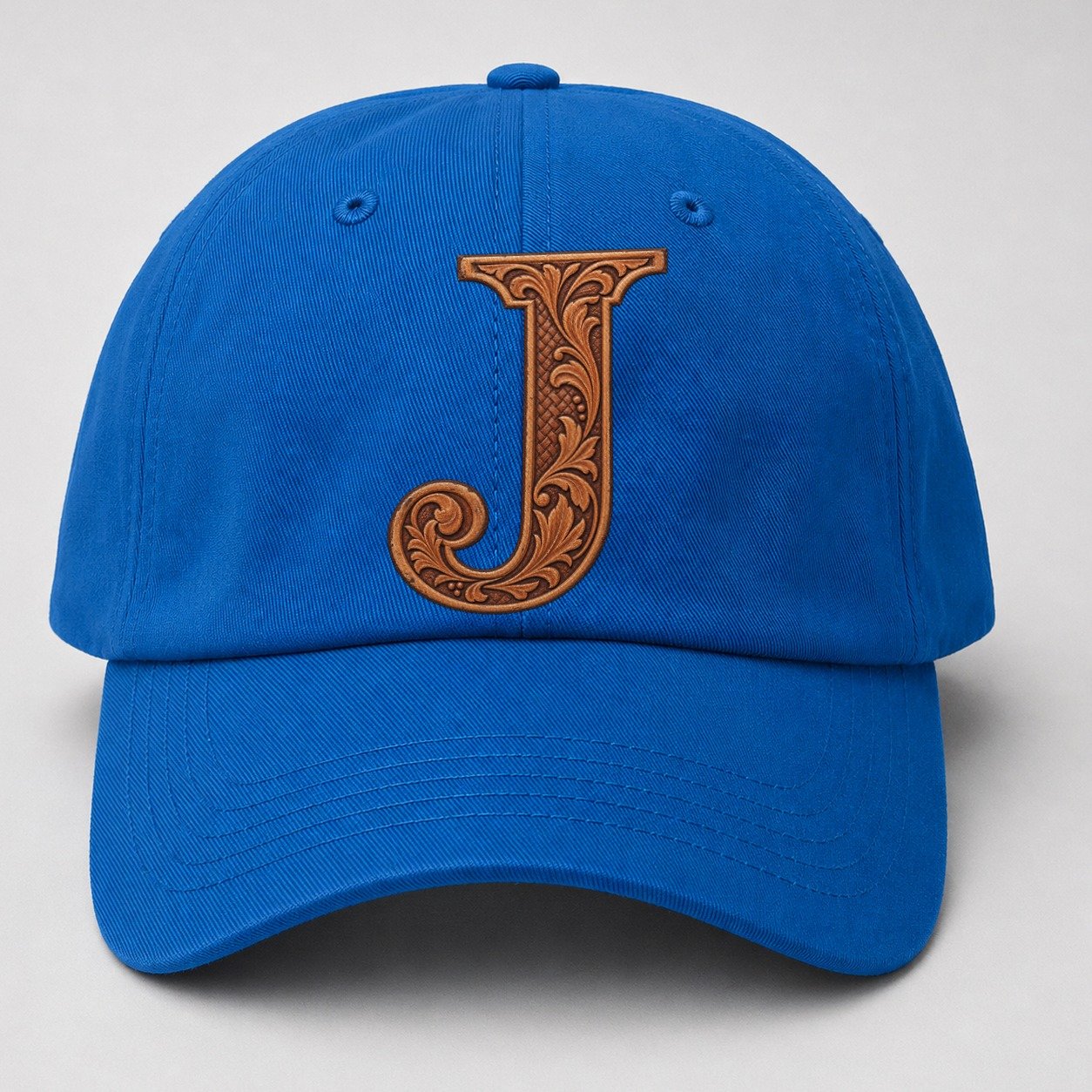 Tooled Leather J Monogram Baseball Cap – Blue
