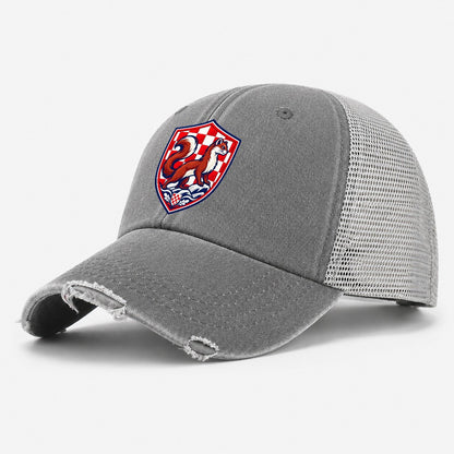 Croatia Minimal Emblem Country Logos Washed Trucker Hat – Grey
