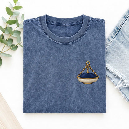 Thurible Chain Arc Left Chest Vintage T-shirt – Washed Blue