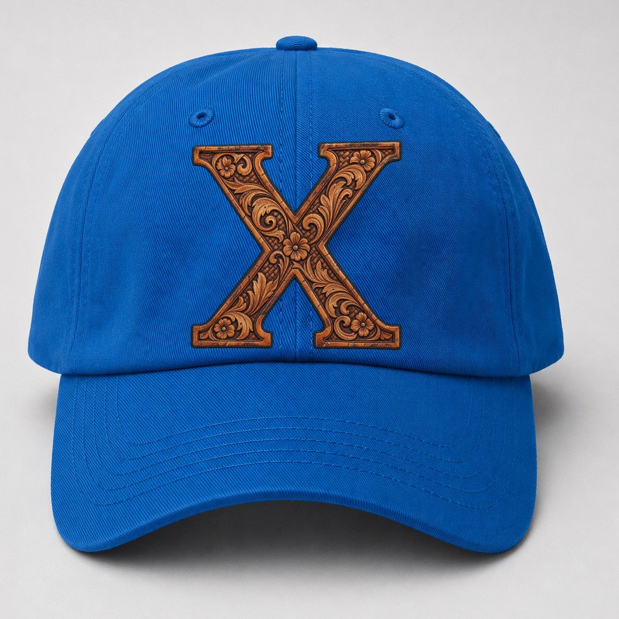 Tooled Leather X Monogram Baseball Cap – Blue