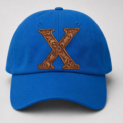 Tooled Leather X Monogram Baseball Cap – Blue