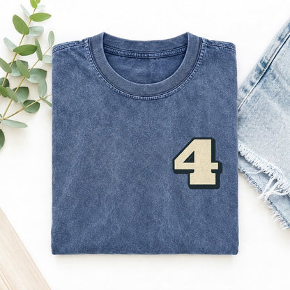 Number 4 Left Chest Vintage T-shirt – Washed Blue