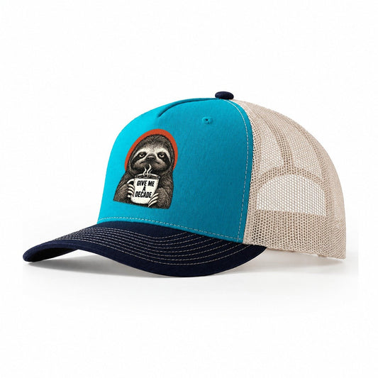 Sloth Mug Truths Trucker Hat – Teal Navy