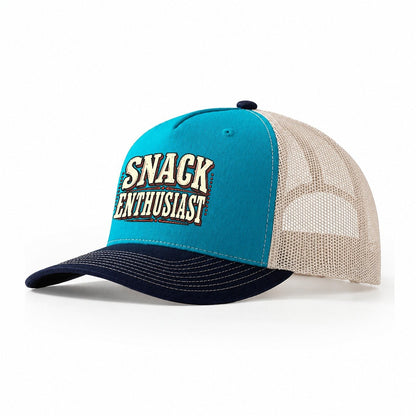 Snack Enthusiast American Wit Trucker Hat – Teal Navy