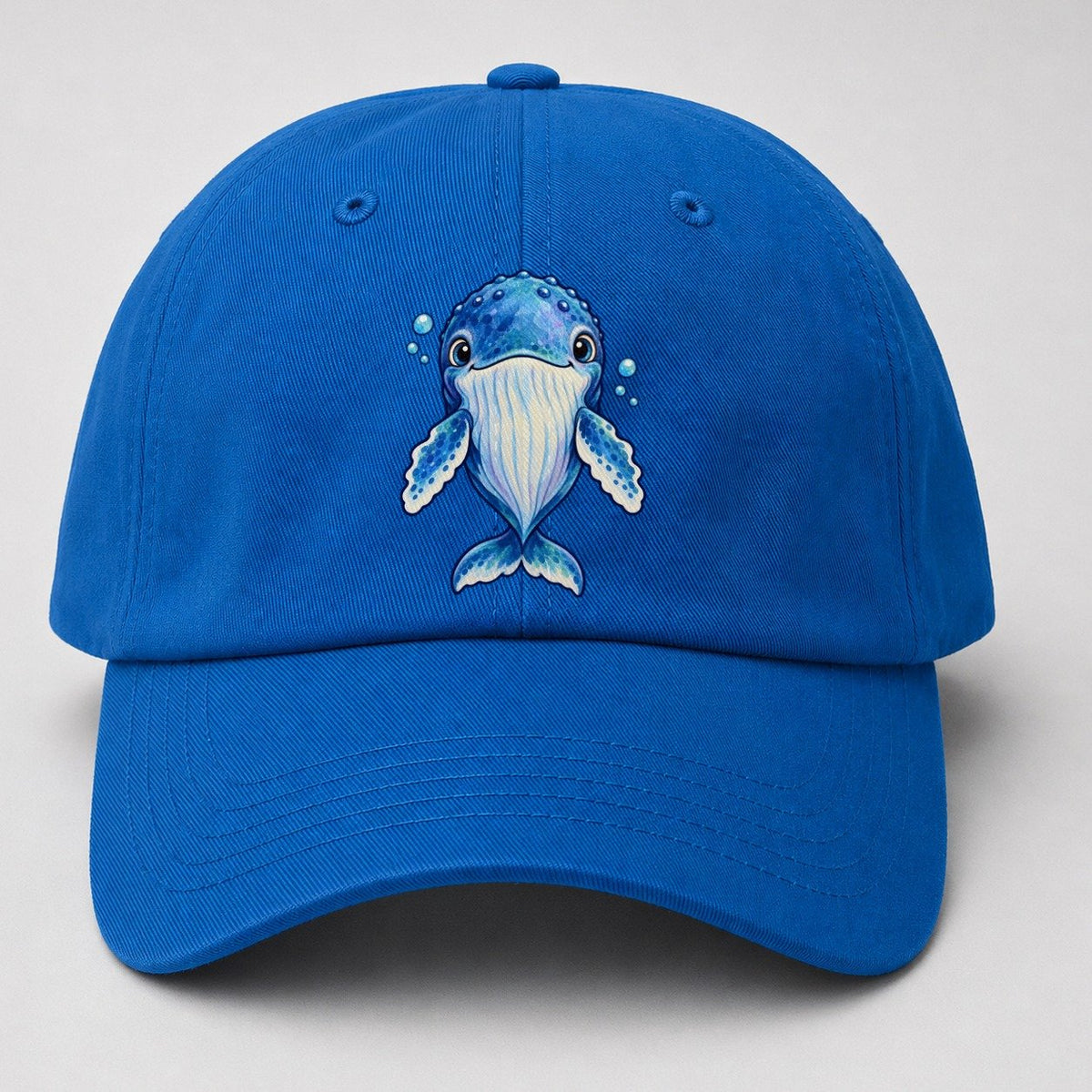 Humpback Whale Front Float Sea Sprite Baseball Cap – Blue