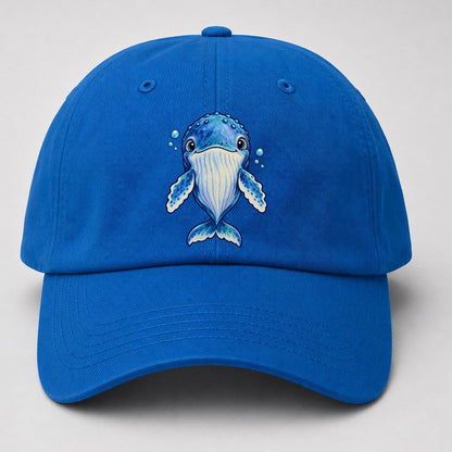 Humpback Whale Front Float Sea Sprite Baseball Cap – Blue