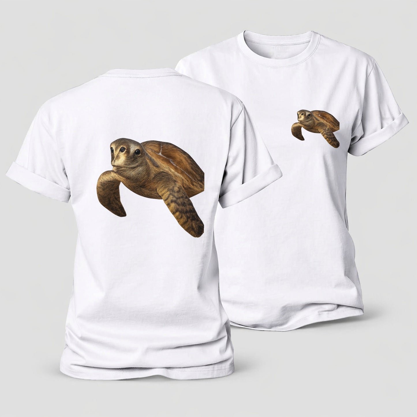 Sea Turtle Portrait Design Women's Cotton T-Shirt – White