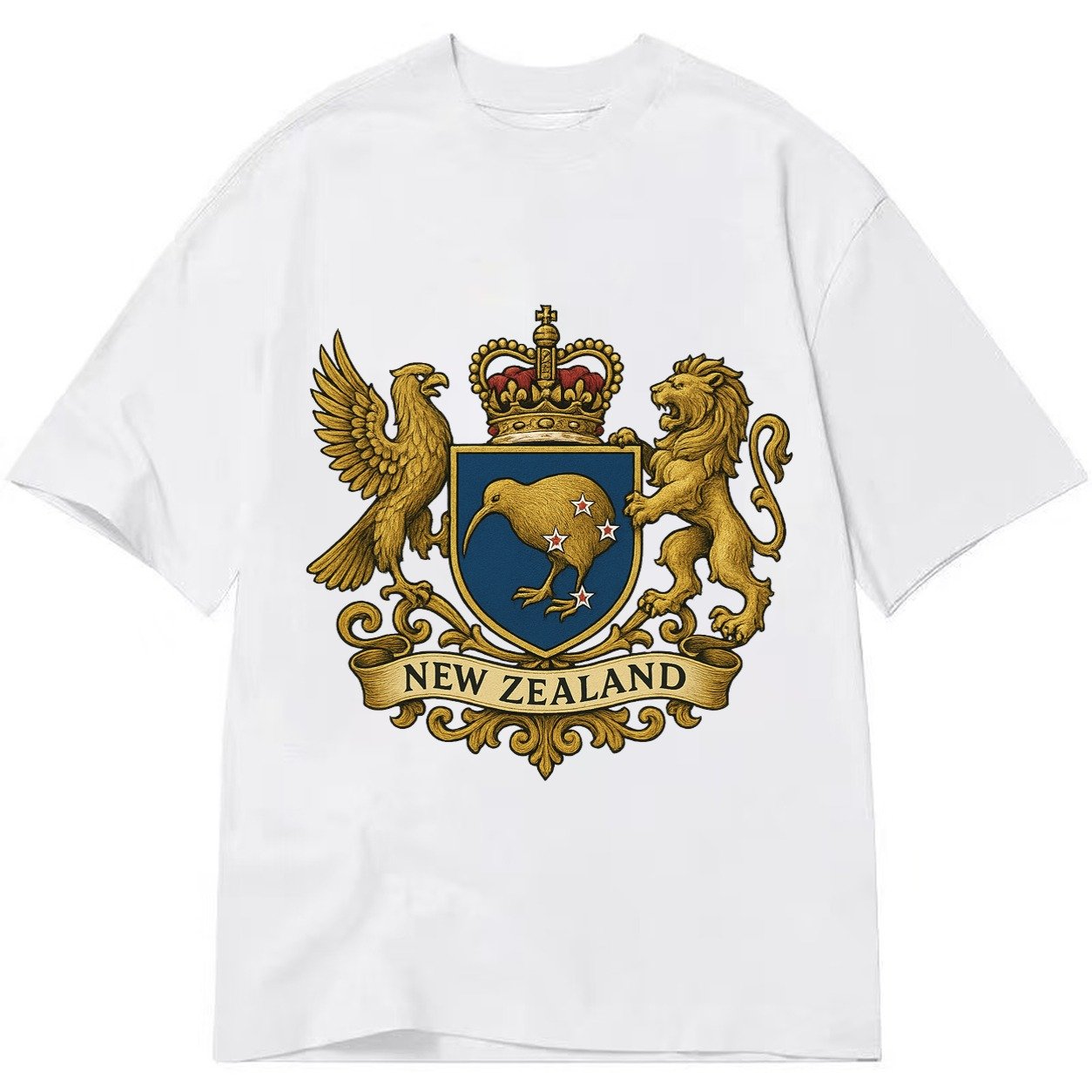 New Zealand Heritage Badge Kiwi With Southern Cross Styling Classic T-shirt – White